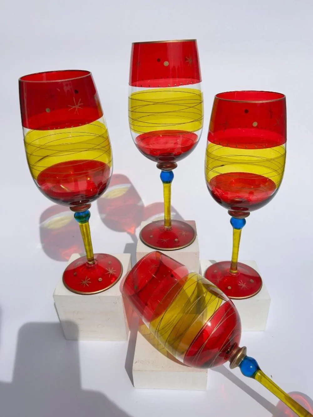 Vintage Pier 1 Festive Stripe Wine Glass.